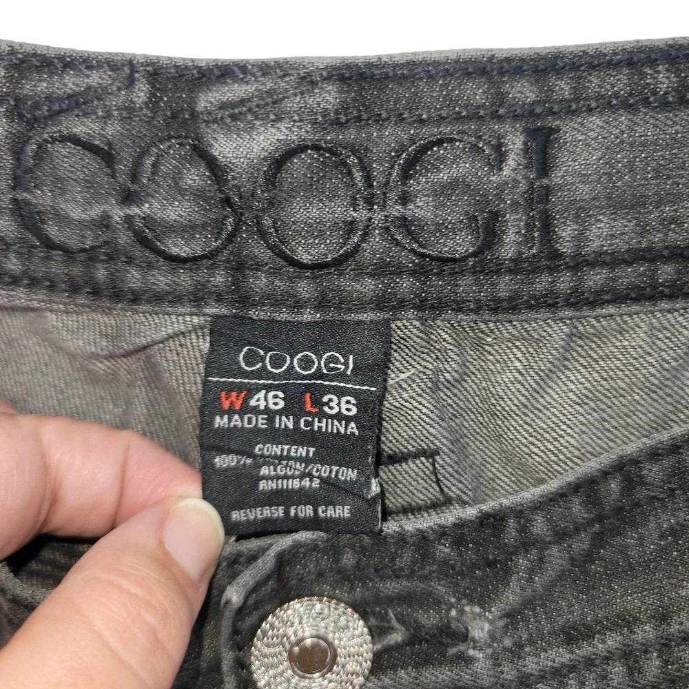 Coogi Jeans Men 46x36 Black Embroidered Logo Denim Streetwear Hip Hop Baggy‎